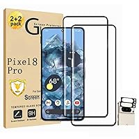 2 Pack for Google Pixel 8 Pro Screen Protector, Tempered Glass Screen Protector【2+2 Pack】2 Pack Tempered Glass Camera Lens Protector, 9H Hardness Tempered Glass Screen Protector for Google Pixel 8 Pro