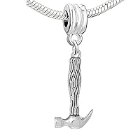 Work Tools Hammer, Screwdriver, Paint Brush and Shovel Bead for Snake Chain Charm Bracelet (Choose from Menu) (Hammer)