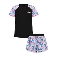 iiniim Kids UPF 50+ Rashguard Set Swimsuit，UV Protection Swimwear 2 Piece Rash Shirts Swim Shorts Sets