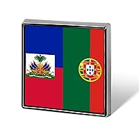 Haiti Portugal Flag Lapel Pin Square Metal Brooch Badge Jewelry Pins Decoration Gift