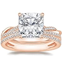 14k Rose Gold Cushion Brilliant Accented Engagement Ring Moissanite (4 CT)