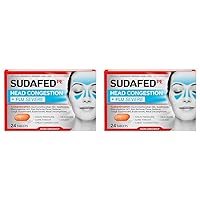 Sudafed PE Head Congestion + Flu Severe Decongestant Tablets for Adults, 24 ct (Pack of 2)