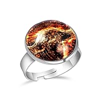 African Buffalo Adjustable Rings for Women Girls, Stainless Steel Open Finger Rings Jewelry Gifts