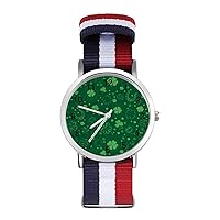 St. Patrick's Day Horseshoe Clover Casual Wrist Watches for Men Women Simple Large Face Watch Running Workout Work
