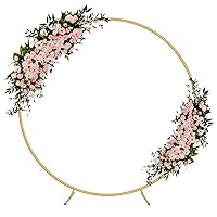 HEOMU 6.6FT Round Backdrop Stand Circle Balloon Arch Stand, Metal Arch Backdrop Stand Circle Balloon Arch Frame Wedding Arches for Ceremony, Birthday Party, Baby Shower Backdrop Decoration, Gold