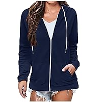 Women's Zipper Sweatshirt Jacket Teen Girls Loose Zipper Hoodies Sexy Casual Lightweat Outwear Cute Fall Clothes