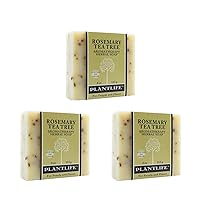 Plantlife Rosemary Tea Tree 3-Pack Bar Soap - Moisturizing and Soothing Soap for Your Skin - Hand Crafted Using Plant-Based Ingredients - Made in California 4oz Bar