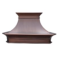 Solid Copper Custom Stove Range Hood Handcrafted By Skilled Artisans, Includes Commercial Grade High Airflow Stainless Steel Vent and Baffle Filter, Lighting, Fan Motor, Wall Mount 36