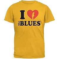 Old Glory I Heart The Blues Gold Adult T-Shirt - Large
