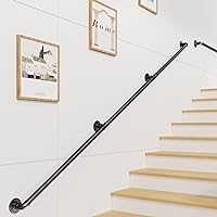 Elibbren Pipe Handrail, Metal Sturdy Load-Bearing Capacity (10 Feet, 3 Section)