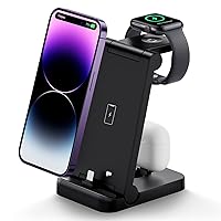3 in 1 Charging Station, Foldable Charging Station, 18W Fast Charging Station for Multiple Devices, Portable Charger Compatibles with iPhone 14/13/12/11/XS/XR Series, AirPods, iWatch