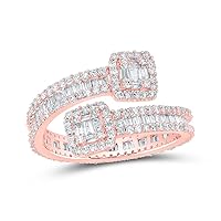 The Diamond Deal 10kt Rose Gold Mens Baguette Diamond Cuff Eternity Band Ring 1-5/8 Cttw