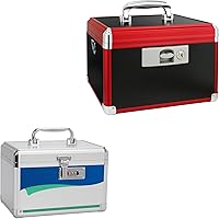 Medication Lock Box, Locked Medicine Box, Medicine Safe Lock Box, Medicine Lock Box With Code【Small -10x6x6.7 Inch】 And Medicine Lock Box With Key【Medium -11.2 x 7.6 x 7.6 Inch 】