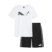 PUMA Boys Cotton Jersey Short Sleeve T-shirt & Mesh Short Set