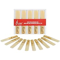 10 Pack Bb Clarinet Reeds with Plastic Box, Strength 1.5 Reeds for Clarinet, Thinner Reed Tip & Unfiled Cut, Traditional Reeds for Clarinet Beginners and Players