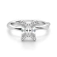 Nitya Jewels 2 CT Radiant Moissanite Engagement Ring Wedding Bridal Ring Sets Solitaire Halo Style 10K 14K 18K Solid Gold Sterling Silver Anniversary Promise Ring Gift