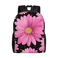 Polka Dot Pink Flower Backpack For Women Men Travel Laptop Backpack Rucksack Casual Daypack Lightweight Travel Bag