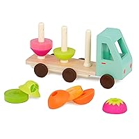 B. toys- Stack & Roll Fruit Truck- Sort & Stack Toy – Wooden Truck & 9 Stackable Fruit Pieces – Orange, Pear, Strawberry Slices – Learning Toys for Toddlers, Kids – 18 Months +