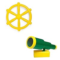 Barcaloo Kids Playground Pirate Ship Wheel – Yellow Jungle Gym Steering Wheel for Swing Set and Telescope, Pirate Ship Toys for Playsets