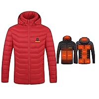 Heated Hoodie for Men and Women,Heated Jacket with 3 Heating Levels, 9 Heating Zones Heated Down Hooded Coat