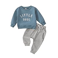 wdehow Toddler Baby Boy 2Pcs Outfits Letters Print Pullover Tops + Drawstring Pants Set Fall Winter Clothes