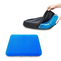 Gel Seat Cushion,Honeycomb Cushion with Non-Slip Cover for Pressure Pain Relief, Superior Comfort and Softness, Breathable Home Chair Cushion for Car Seat or Office Chair 14''x17''x1'' -Blue