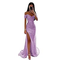 Women's Sparkly Sequin Prom Dresses Strapless Wrinkles Bridesmaid Dress Long Slit Mermaid Formal Evening Ball Gowns