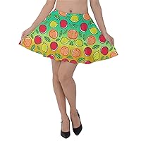 CowCow Womens Flared Casual Mini Skirt Summer Lemon Strawberry Fruits Vegetables Velvet Skater Dress, XS-3XL