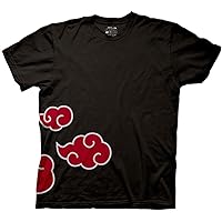 Ripple Junction Naruto Shippuden Men's Short Sleeve T-Shirt Akatsuki Clouds & Anti-Leaf Front & Back Logo Officially Licensed