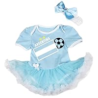 Petitebella Argentina Flag Soccer Baby Dress Nb-18m