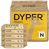 DYPER Newborn Baby Wipes + Viscose from Bamboo Baby Diapers Size Newborn | Made with Plant-Based* Materials | Hypoallergenic for Sensitive Newborn Skin | Unscented | Honest Ingredients