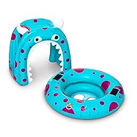 BigMouth Inc. Lil' Cute Monster Float with Canopy - Ultra-Durable Dual-Chamber 3-Point Harness w/Child Safety Valves, for Ages 1-3 Years and Up to 40 Pounds, UPF 50+ Protection Baby Pool Float