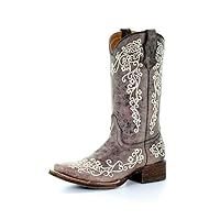 Corral Girls' Crater Bone Embroidered Western Boot Broad Square Toe - A2980