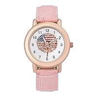American Dandelion Women's Watches Classic Quartz Watch with Leather Strap Easy to Read Wrist Watch