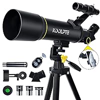Telescope, 70mm Aperture 400mm AZ Mount Astronomical Refracting Telescope (20x-200x) for Kids & Adults, Portable Travel Telescope with Tripod Phone Adapter, Remote Control, Easy to Use, Black