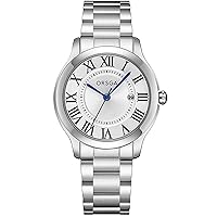 CIVO Pair of Watches Silver Stainless Steel Minimalist Analogue Wrist Watch Women and Men Designer Waterproof Date Quartz Watches, Gifts for Couples