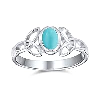 Personalize Delicate Oval Semi Precious Gemstones BFF Sorority Sister Promise Trinity Celtic Knot Triquetra Ring For Women Teen Thin Band .925 Sterling Silver Rings Customizable