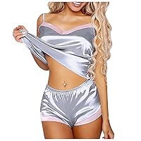 Women's Night Shirts Pajamas Two Piece Silk Suspender Shorts Sexy And Interesting Home Clothes Sleep Shirts
