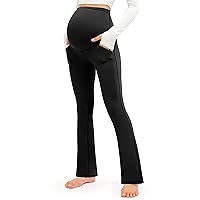 JOYSPELS Women's Maternity Pants with Pockets Over The Belly Pregnancy Bootcut Yoga Pants for Work Casual