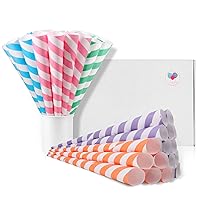 Premium Cotton Candy Cones 100 Pack Carnival Theme - Candy Park Multicolor Cotton Candy Sticks for Cotton Candy Machines - Celebrations & Party Supplies