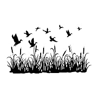 Fishing Hunting Style Sticker-Hunting Ducks Flying Meadow Grass-Wall Decal Sticker-Nature-Man Cave Club Room Wall Decor Decals-Removable-BxSxK00-41-22-11x18.4 in
