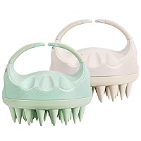 HEETA Scalp Massager Hair Growth with Soft Silicone Bristles to Remove Dandruff and Relieve Itching, Shampoo Brush for Hair Care & Relax Scalp, Scalp Scrubber for Wet Dry Hair (Green & Beige)