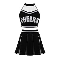 Girls Cheer Leader Costumes Kids Children Cheerleading Outfits Crop Top with Pleated Skirts Sets