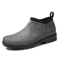 Men's Work Boots Short Rain Boots Ankle Height Rubber Garden Boots Insulated Waterproof Rain Shoes