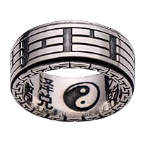 Vintage 925 Sterling Silver Taoism Tai Chi Yin Yang Spinner Ring Band Fidget Anxiety Ring Jewelry for Men Women Size 7-12