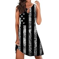 Independence Day for Women's American 4 of July Printed Boho Sundress for Women Casual Summer Womens Long Summer