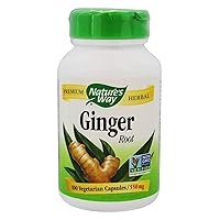 Nature's Way Premium Herbal Ginger Root, Digestive Support, 550 mg, 100 Vegetarian Capsules, Pack of 2