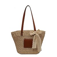 Straw Bag Women Straw Beach Bag Hand-woven Shoulder Hobo Bags Vacation Purse Straw Purse for Summer for Travel 2024