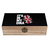 It's in My DNA UK Flag Funny Wooden Storage Box with Hinged Lid and Front Clasp Jewelry Gift Boxes for Crafts and Home Decor 8