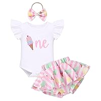 IDOPIP Baby Girls Boho Rainbow Cow 1st Birthday Outfit Romper Tutu Skirt with Diaper Cover Headband for Cake Smash Photo Prop